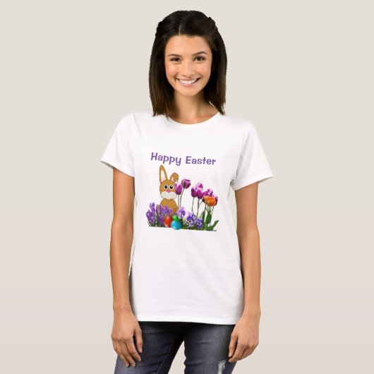 Osterkaninchen mit Tulip-Blume T - Shirt (Vorne ganz)