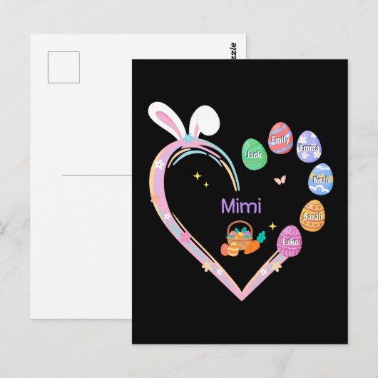 Osterkaninchen Ostereier Großmutter Name Postkarte (Vorne/Hinten)