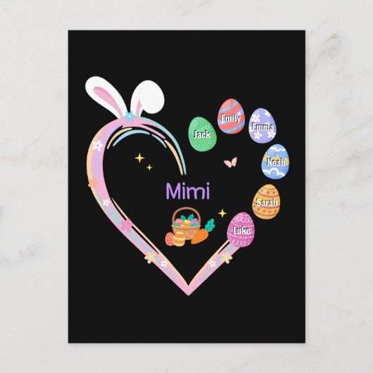 Osterkaninchen Ostereier Großmutter Name Postkarte (Vorderseite)