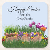 Osterkaninchen Personalisiert Rechteckiger Pappuntersetzer (Vorderseite)