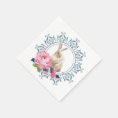 Osterkaninchen Rosa Floral Serviette (Ecke)