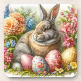 Osterkaninchen Set aus 6 harten Kunststoffteilen U Getränkeuntersetzer