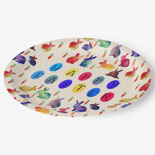 Osterkaninchen Teller für benutzerdefiniertes Papi (Schrägansicht)