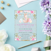 Osterkaninchen und Blume Kinderdusche Acryleinladungen (In Situ (Hochzeit))