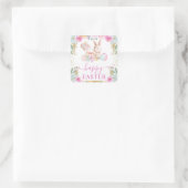 Osterkaninchen und Blume Quadratischer Aufkleber (Tasche)