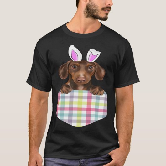OsterKarierte braune Dackel Hunde in Tasche T-Shirt (Vorderseite)
