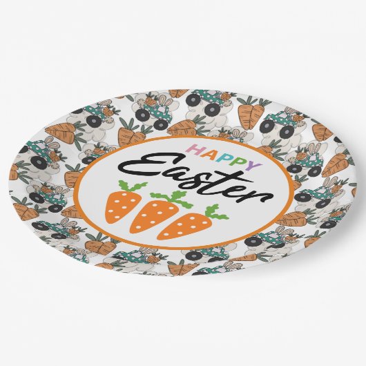 Osterkarotten Pappteller (Schrägansicht)