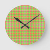Osterkarotusfarben Kariertes Muster Runde Wanduhr (Vorderseite)