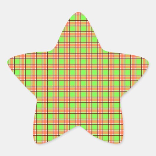 Osterkarotusfarben Kariertes Muster Stern-Aufkleber (Vorderseite)