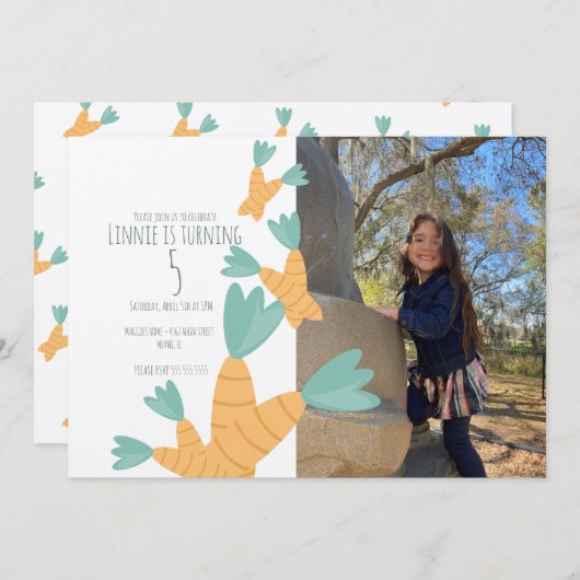 Osterkarrot Bunch Geburtstag Foto Kraft Einladung (Vorne/Hinten)