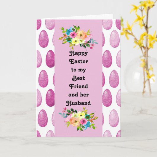 Osterkarte Bester Freund & Ehemann Rosa mit Eiern Karte (Gelbe Blume)