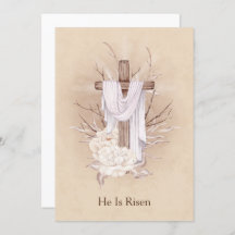 Osterkarte. Blumenkreuz. Er ist aufgestanden