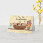 Osterkarte Bunnies & Bären für Schwester & Familie Karte (Gelbe Blume)