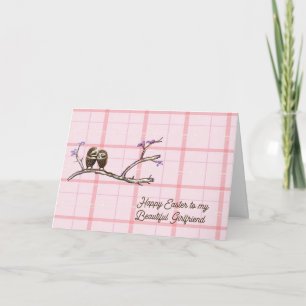 Osterkarte für Freundin mit Owls Feiertagskarte