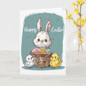 Osterkarte für Hasen und Hühner Karte (Gelbe Blume)