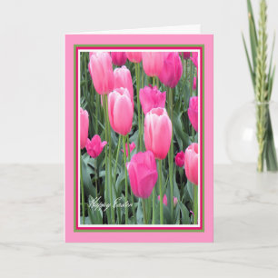 Osterkarte für Schwindel erregende rosa Tulpen Feiertagskarte
