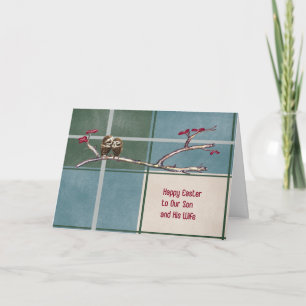 Osterkarte für Sohn und Ehefrau Blaues Kariertes D Feiertagskarte