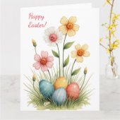 Osterkarte in sanften Pastellfarben Karte (Gelbe Blume)