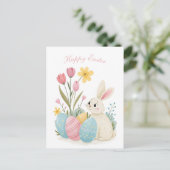 Osterkarte - Kaninchen und EierIllustration Feiertagspostkarte (Stehend Vorderseite)