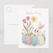Osterkarte - Kaninchen und EierIllustration Feiertagspostkarte (Vorne/Hinten)