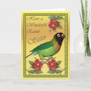 Osterkarte mit Black Cheeked Lovebird Schwester Feiertagskarte