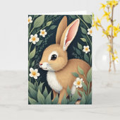 Osterkarte mit blühendem Hasen Karte (Gelbe Blume)