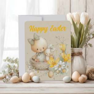 Osterkarte mit Blumen dekoriert RSVP Karte