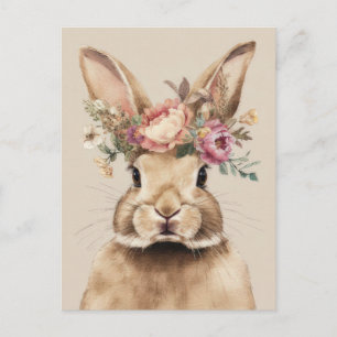 Osterkarte mit Blumen und Osterhase Postkarte