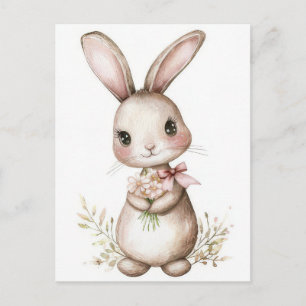 Osterkarte mit Blumen und Osterhase Postkarte