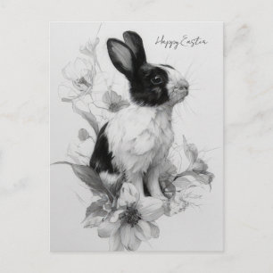 Osterkarte mit Blumen und Osterhase Postkarte