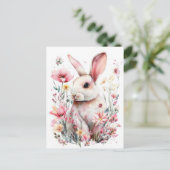 Osterkarte mit Blumen und Osterhase Postkarte (Stehend Vorderseite)