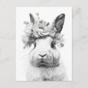 Osterkarte mit Blumen und Osterhase Postkarte