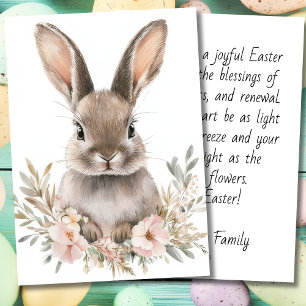 Osterkarte mit Blumen und Osterhasen Feiertagskarte