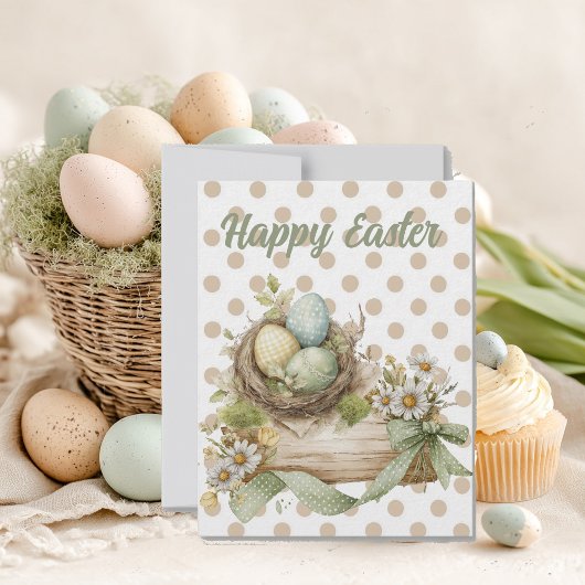 Osterkarte mit Blumen verziert RSVP Karte