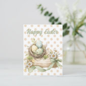 Osterkarte mit Blumen verziert RSVP Karte (Stehend Vorderseite)