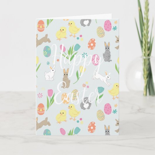 Osterkarte mit Brötchen und Eiern Feiertagskarte (Vorderseite)