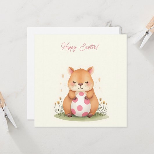 Osterkarte mit Capybara in Pastellfarben Karte (Vorderseite/Rückseite Beispiel)