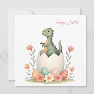 Osterkarte mit Dinosaurier in Pastellfarben Feiertagskarte