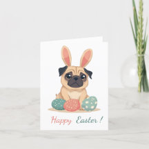 Osterkarte mit einem Foto eines Mops