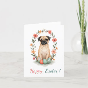 Osterkarte mit einem Foto eines Mops Feiertagskarte