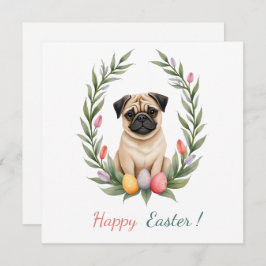 Osterkarte mit einem Foto eines Mops Feiertagskarte