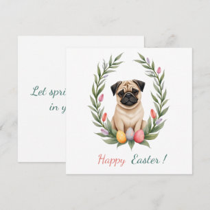 Osterkarte mit einem Foto eines Mops Feiertagskarte