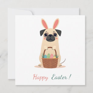 Osterkarte mit einem Foto eines Mops Feiertagskarte