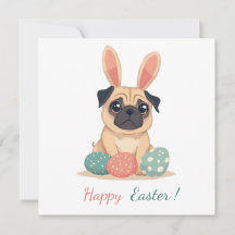 Osterkarte mit einem Foto eines Mops
