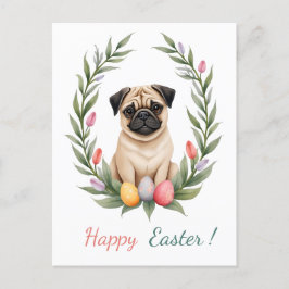 Osterkarte mit einem Foto eines Mops Feiertagspostkarte