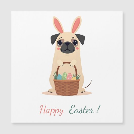 Osterkarte mit einem Foto eines Mops Magnetkarte (Vorderseite)