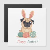 Osterkarte mit einem Foto eines Mops Magnetkarte (Vorne/Hinten)