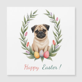 Osterkarte mit einem Foto eines Mops Magnetkarte