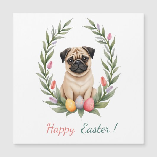 Osterkarte mit einem Foto eines Mops Magnetkarte (Vorderseite)