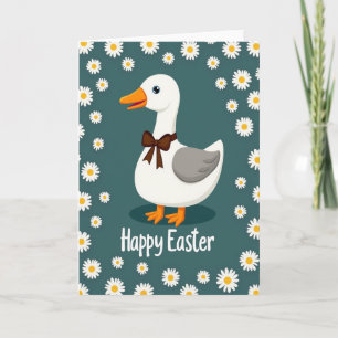 Osterkarte mit Ente und Gänseblümchen Karte